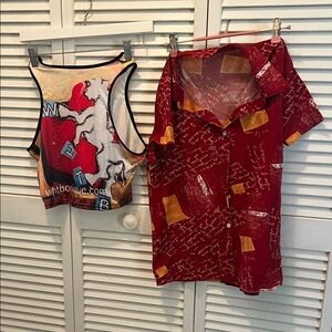 Women Red Graphic WHTB Sport Top &  Shirt in the 80s, & 90s (S)